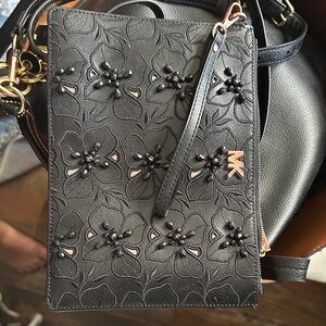 Michael Kors Black Floral Wristlet